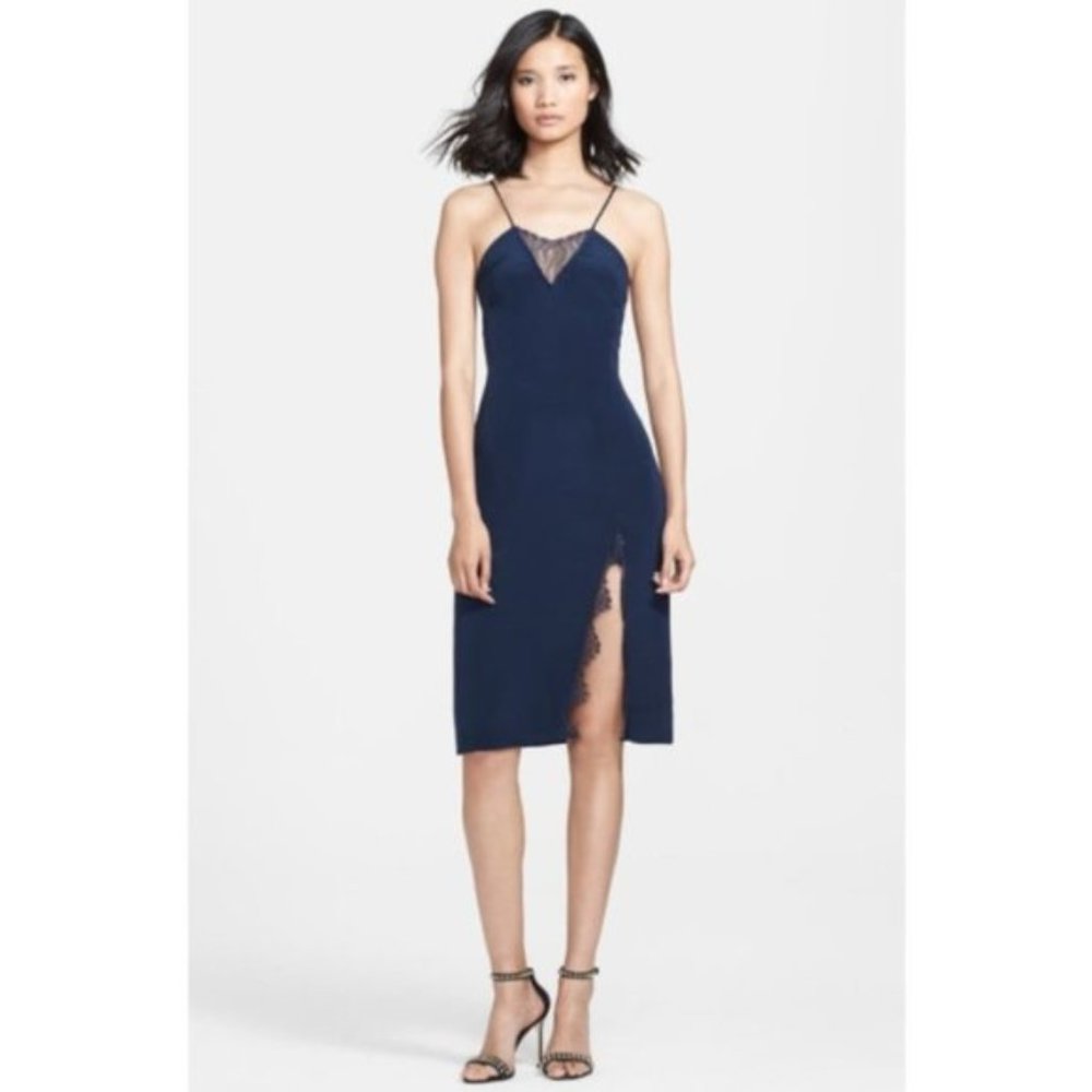 Tamara Mellon Lace Detail Silk Slip Dress - size 6